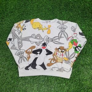 Vintage Bugs-Bunny Sweatshirt Womens Large 21x20 White AOP